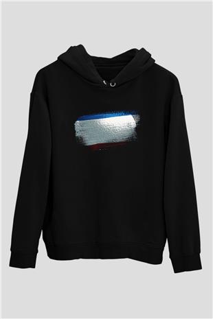 Kırım Yarımadası - Crimea Bayrağı Baskılı Unisex Siyah Kapüşonlu Sweatshirt