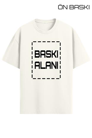 Kişiye Özel Ekru Oversize Unisex Tişört | Oversize Tişört Tasarla