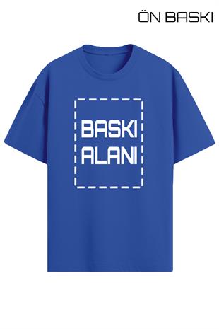 Kişiye Özel Mavi Oversize Unisex Tişört | Oversize Tişört Tasarla
