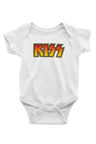 Kiss Baskılı Beyaz Unisex Bebek Body - Zıbın