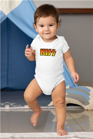 Kiss Baskılı Beyaz Unisex Bebek Body - Zıbın