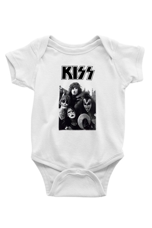 Kiss Baskılı Beyaz Unisex Bebek Body - Zıbın