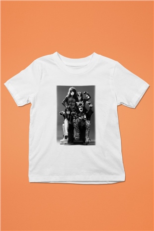 Kiss Baskılı Beyaz Unisex Çocuk Tişört