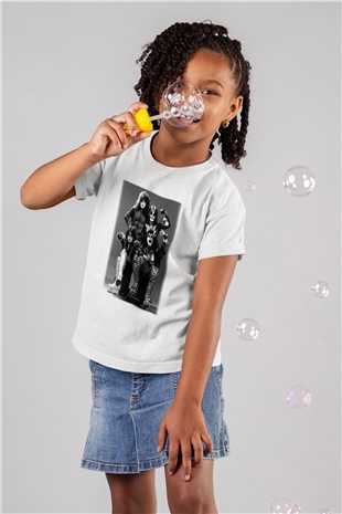 Kiss Baskılı Beyaz Unisex Çocuk Tişört