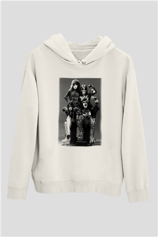 Kiss Beyaz Unisex Kapşonlu Sweatshirt