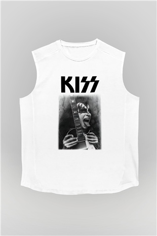 Kiss Beyaz Unisex Kolsuz Tişört