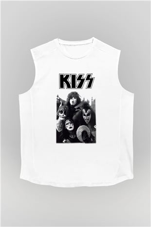 Kiss Beyaz Unisex Kolsuz Tişört