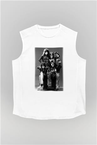 Kiss Beyaz Unisex Kolsuz Tişört