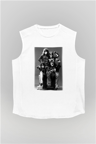 Kiss Beyaz Unisex Kolsuz Tişört