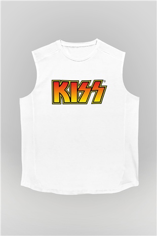 Kiss Beyaz Unisex Kolsuz Tişört