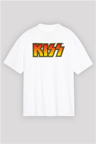 Kiss Beyaz Unisex Oversize Tişört T-Shirt