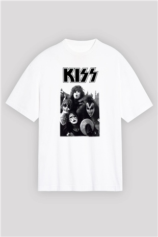 Kiss Beyaz Unisex Oversize Tişört T-Shirt