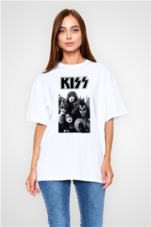 Kiss Beyaz Unisex Oversize Tişört T-Shirt