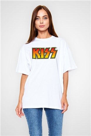 Kiss Beyaz Unisex Oversize Tişört T-Shirt