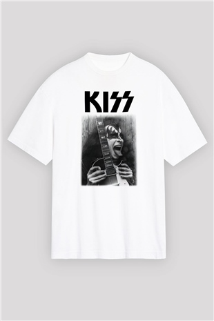 Kiss Beyaz Unisex Oversize Tişört T-Shirt