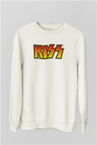 Kiss Beyaz Unisex Sweatshirt