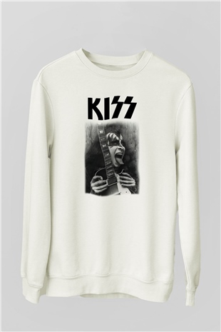 Kiss Beyaz Unisex Sweatshirt