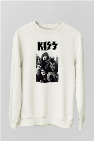 Kiss Beyaz Unisex Sweatshirt