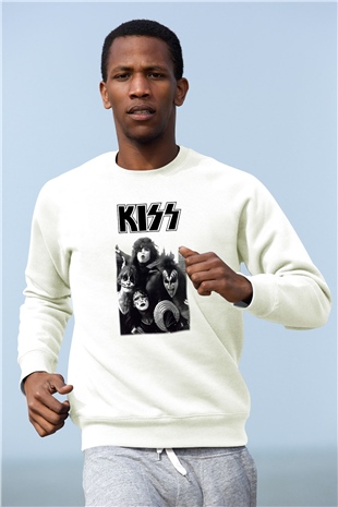 Kiss Beyaz Unisex Sweatshirt