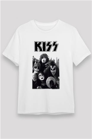 Kiss Beyaz Unisex Tişört T-Shirt - TişörtFabrikası