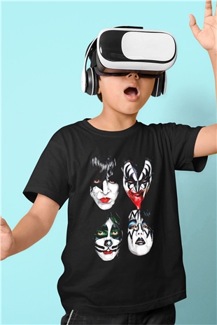 Kiss Siyah Unisex Çocuk Tişört