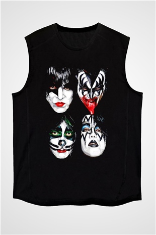 Kiss Siyah Unisex Kolsuz Tişört