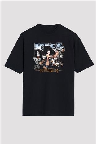 Kiss Siyah Unisex Oversize Tişört T-Shirt