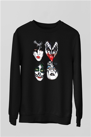 Kiss Siyah Unisex Sweatshirt