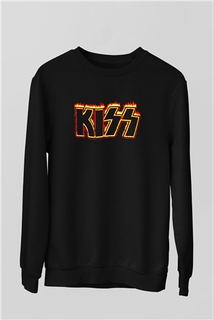 Kiss Siyah Unisex Sweatshirt