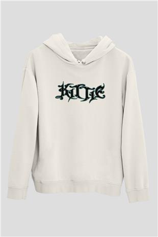 Kittie Baskılı Beyaz Unisex Kapüşonlu Sweatshirt