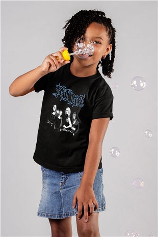 Kittie Baskılı Unisex Siyah Çocuk Tişört - Tshirt