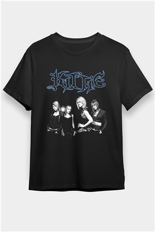 Kittie Baskılı Unisex Siyah Tişört - Tshirt