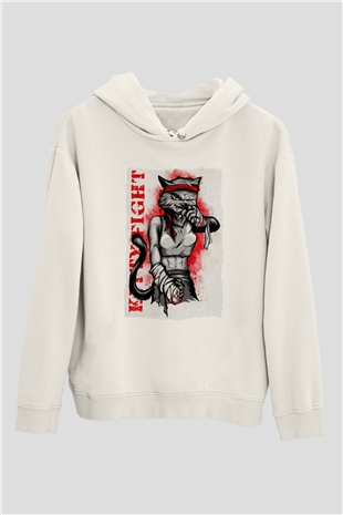 Kitty FightBeyaz  Unisex Hoodie