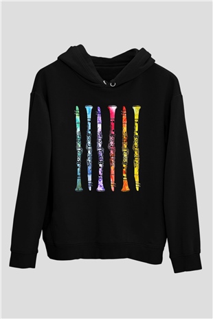 Klarnetçi Siyah Unisex Kapşonlu Sweatshirt