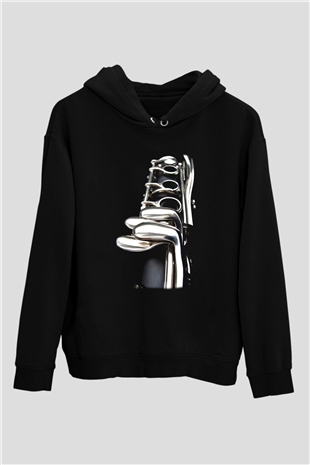Klarnetçi Siyah Unisex Kapşonlu Sweatshirt
