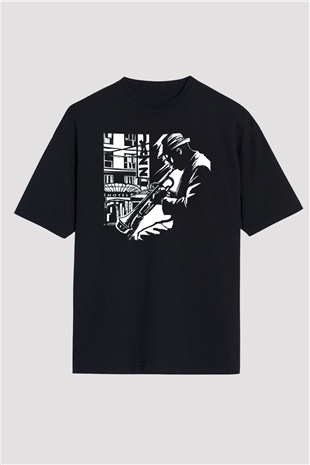 Klarnetçi Siyah Unisex Oversize Tişört T-Shirt
