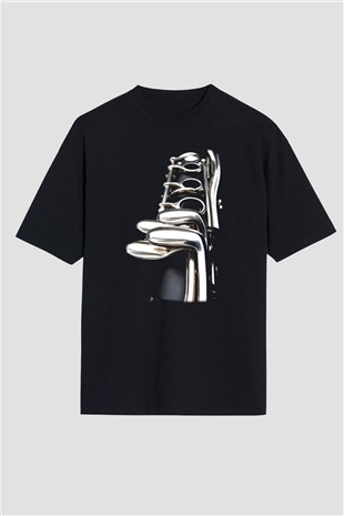 Klarnetçi Siyah Unisex Oversize Tişört T-Shirt