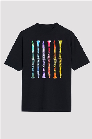 Klarnetçi Siyah Unisex Oversize Tişört T-Shirt