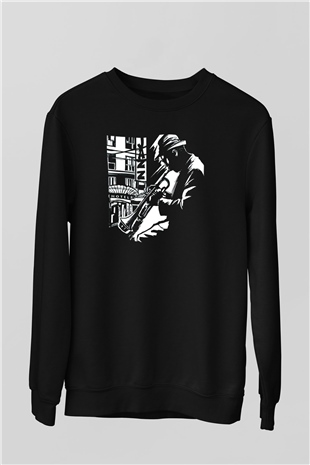 Klarnetçi Siyah Unisex Sweatshirt