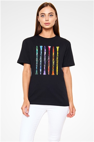 Klarnetçi Siyah Unisex Tişört T-Shirt - TişörtFabrikası