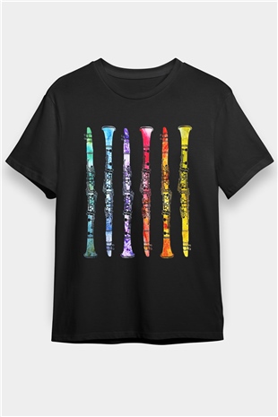 Klarnetçi Siyah Unisex Tişört T-Shirt - TişörtFabrikası