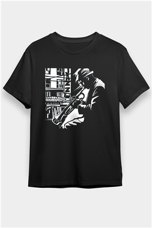 Klarnetçi Siyah Unisex Tişört T-Shirt - TişörtFabrikası
