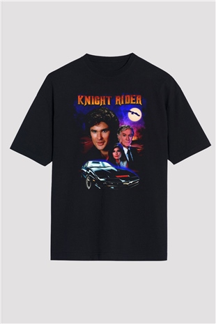 Knight Rider Siyah Oversize Tişört