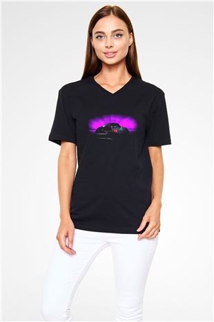 Knight Rider Siyah Unisex V Yaka Tişört