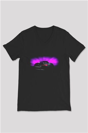 Knight Rider Siyah Unisex V Yaka Tişört