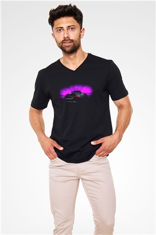 Knight Rider Siyah Unisex V Yaka Tişört