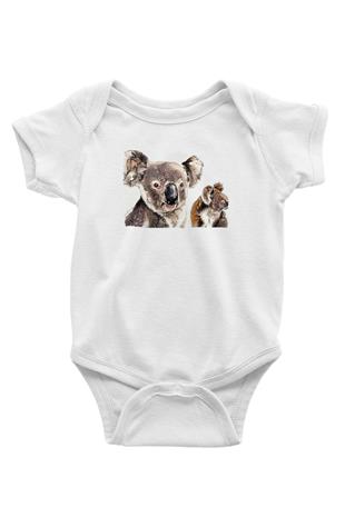 Koala Baskılı Beyaz Unisex Bebek Body - Zıbın
