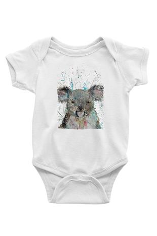 Koala Baskılı Beyaz Unisex Bebek Body - Zıbın