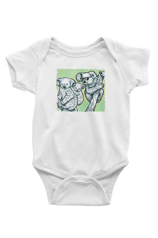 Koala Baskılı Beyaz Unisex Bebek Body - Zıbın