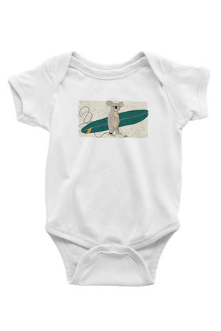 Koala Baskılı Beyaz Unisex Bebek Body - Zıbın